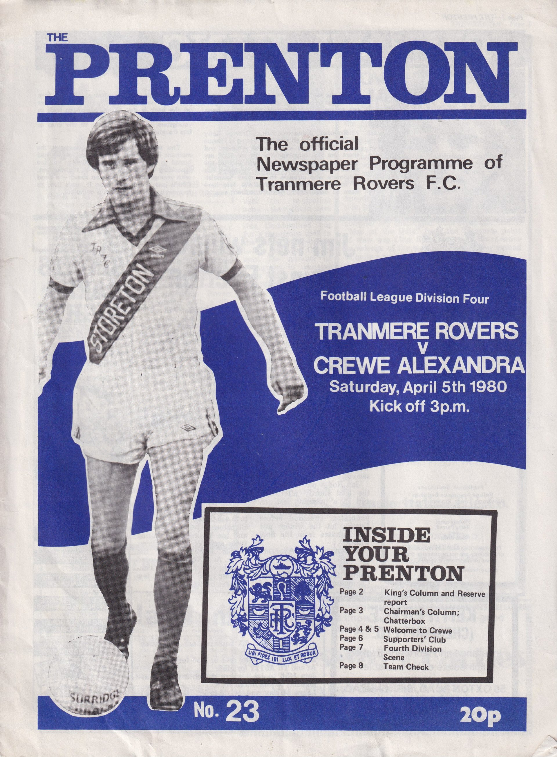 Tranmere Rovers v Crewe Alexandra match programme